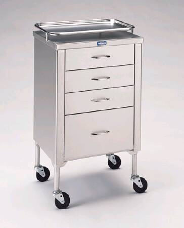 Pedigo Products Treatment Cart Stainless Steel 15.625 X 19.125 X 33.375 Inch 4 Drawers Silver - P-1105-SS