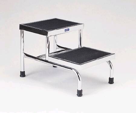 Pedigo Products Step Stool 2-Step Chrome Plated Steel 8 Inch and 16 Inch - P-18