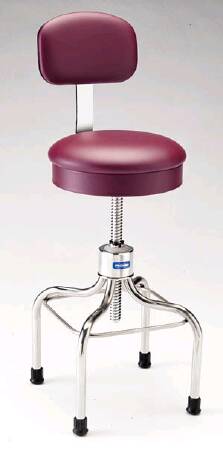 Pedigo Products - Exam Stool Backrest Spin Lift Height Adjustment 4 Casters, 2 Inch Diameter Black - P-39-W/C-BLK
