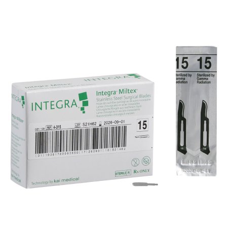Miltex - Surgical Blade Stainless Steel No. 15 Sterile Disposable Individually Wrapped - 4-315