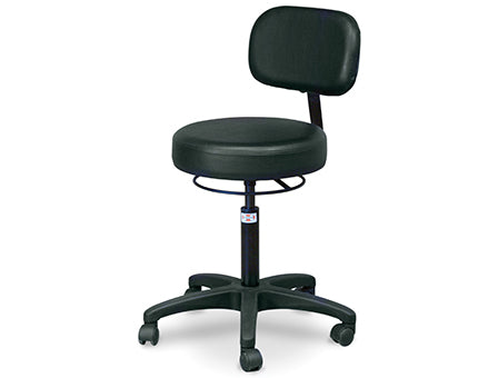 Hausmann Economy Air-Lift Stool with Backrest, "Vinyl Black" - 16" x 20"-27", - 2156-707