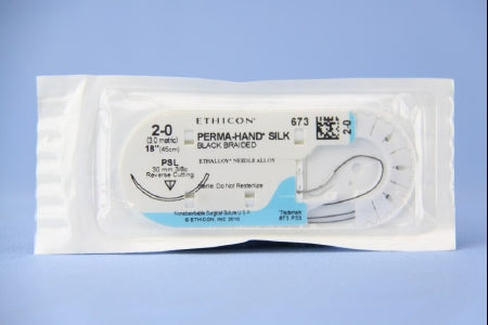 Perma-Hand - Suture with Needle Nonabsorbable Coated Black Suture Braided Silk Size 2 - 0 18 Inch Suture 1-Needle 30 mm Length 3/8 Circle Precision Point - Reverse Cutting Needle - 673H