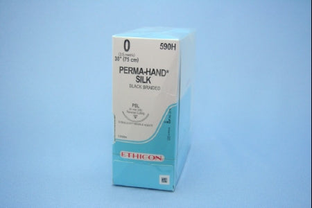 Perma-Hand - Suture with Needle Nonabsorbable Coated Black Suture Braided Silk Size 0 30 Inch Suture 1-Needle 30 mm Length 3/8 Circle Precision Point - Reverse Cutting Needle - 590H