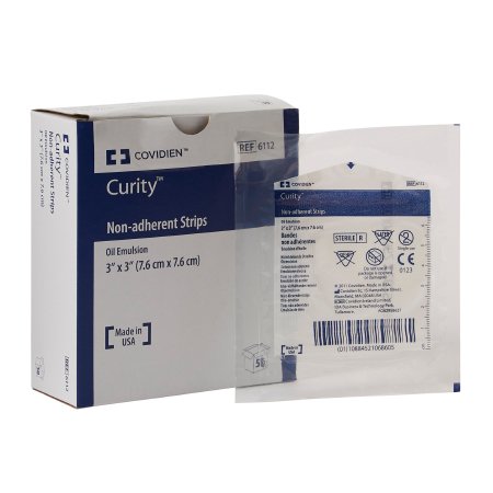 Curity - Oil Emulsion Impregnated Dressing 3 X 3 Inch Mesh / Knitted Fabric Oil Emulsion Blend Sterile - 6112