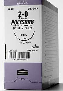 Covidien Polysorb Suture without Needle Braided Polyester Absorbable Coated Size 0 18 Inch Suture - L14