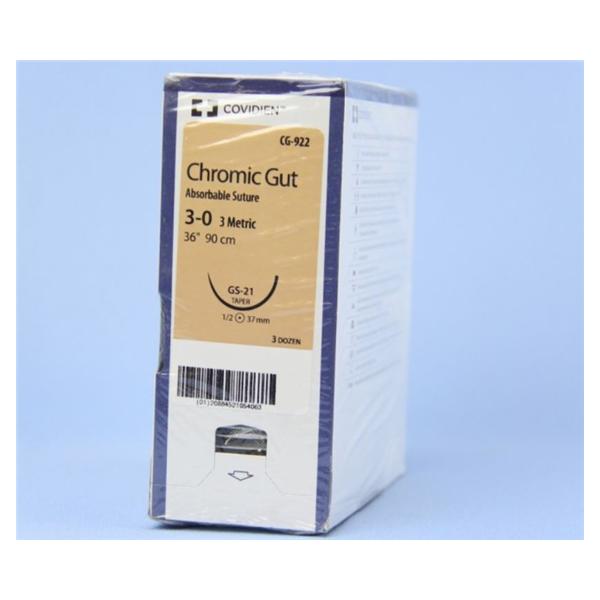 Medtronic MITG-Covidien Suture 3-0 Chromic Gut Gs-21 Surgigut Undyed 36" Monofilament 36/Pk - CG922