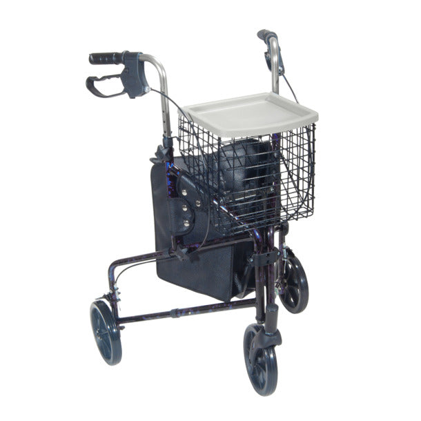 Drive Medical Deluxe 3 Wheel Aluminum Rollator, 7.5" Casters