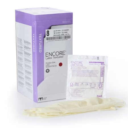 Encore - Surgical Glove ENCORE Size 8 Sterile Pair Latex Extended Cuff Length Fully Textured Ivory Chemo Tested - 5785005