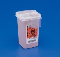 SharpSafety - Sharps Container 11 H X 10-3/4 W X 4-3/4 D Inch 1 Quart Translucent Base / Translucent Lid Vertical Entry 2 Hinged Snap On Lid - 8900MW