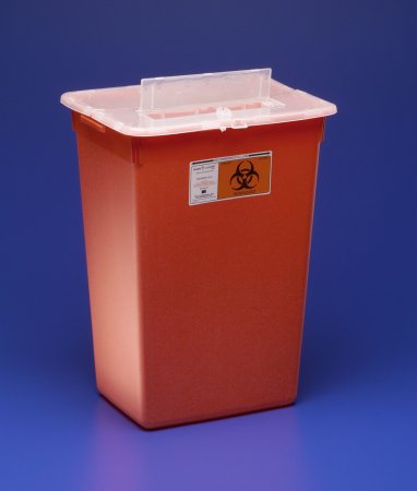 Cardinal Sharps-A-Gator Sharps Container 1-Piece 15-1/2 H X 21-1/2 W X 12 D Inch 10 Gallon Red Vertical Entry Lid - 31143665