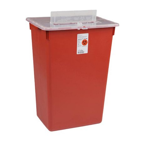 Sharps-A-Gator - Sharps Container 15-1/2 H X 21-1/2 W X 12 D Inch 10 Gallon Red Base / Clear Lid Horizontal Entry Hinged Split Lid - 31143665