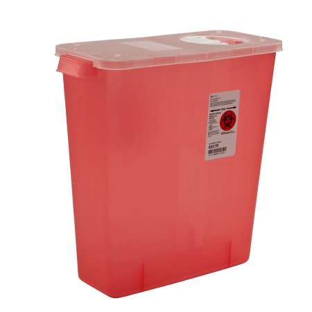 Cardinal Sharps Container 1-Piece 13-3/4 H X 13-3/4 W X 6 D Inch 3 Gallon Translucent Hinged, Rotor Lid - 8527R
