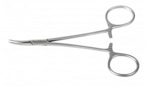 Centurion - Hemostatic Forceps Mosquito 5 Inch Length Floor Grade Stainless Steel Sterile Ratchet Lock Finger Ring Handle Curved Serrated Tips - 66145