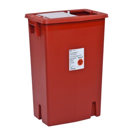 Cardinal SharpSafety Sharps Container 1-Piece 18-3/4 H X 18-1/4 W X 12-3/4 D Inch 12 Gallon Red Vertical Entry Sliding Lid - 8935