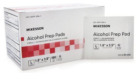 McKesson McKesson Alcohol Prep Pad Isopropyl Alcohol, 70% Isopropyl Alcohol, 70% Individual Packet Large , 1.8 X 3.5 Inch Sterile - 58-404