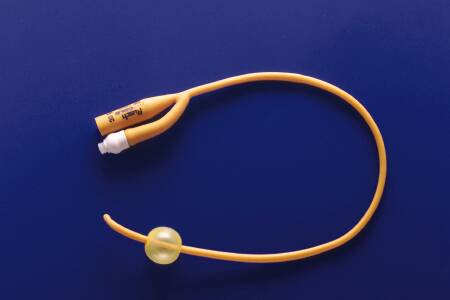 Teleflex Medical PureGold Foley Catheter 2-Way Coude Tip 5 cc Balloon 24 Fr. PTFE (Teflon) Coated Latex - 318124
