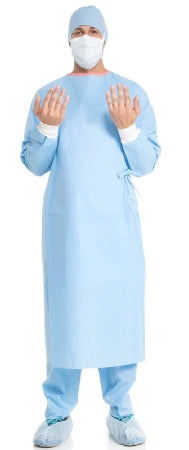 O&M Halyard Inc ULTRA Zoned Plastic Reinforced Surgical Gown with Towel 2X-Large Unisex Sterile Blue - 95331