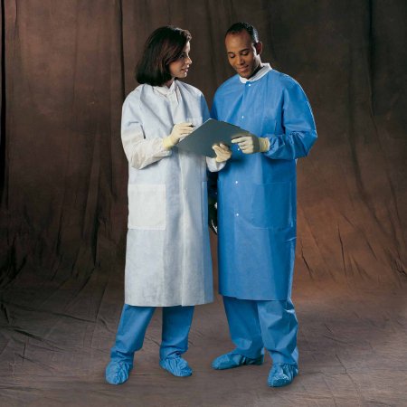 Basic Plus - Lab Coat White Medium Knee Length Disposable - 10021