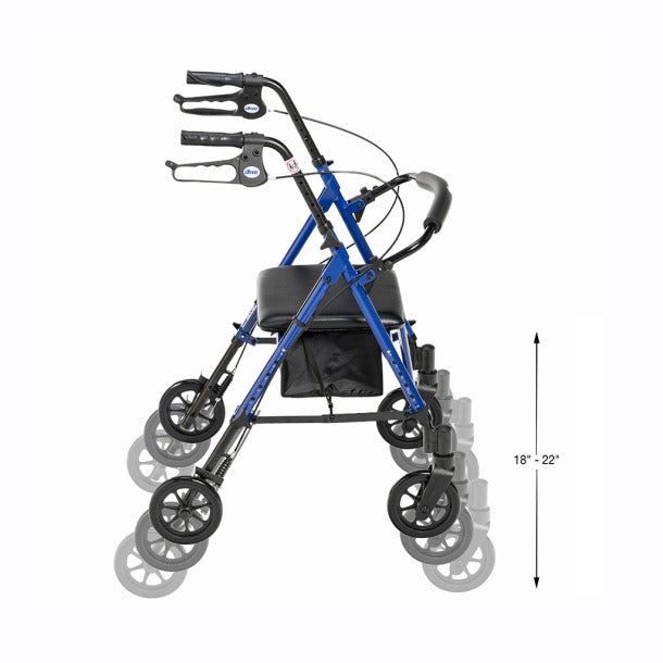 Drive Medical Adjustable Height Rollator, 6" Casters