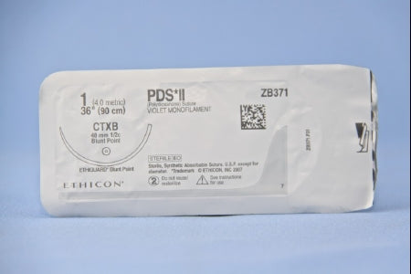 PDS II - Suture with Needle Absorbable Uncoated Violet Suture Monofilament Polydioxanone Size 1 36 Inch Suture 1-Needle 48 mm Length 1/2 Circle Blunt Point Needle - ZB371