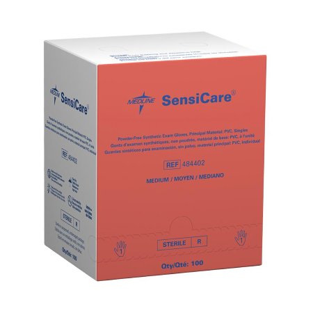 SensiCare - Exam Glove Medium Sterile Single Stretch Vinyl Standard Cuff Length Smooth Beige Not Chemo Approved - 484402