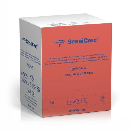 SensiCare - Exam Glove Large Sterile Single Stretch Vinyl Standard Cuff Length Smooth Beige Not Chemo Approved - Medline - 484403