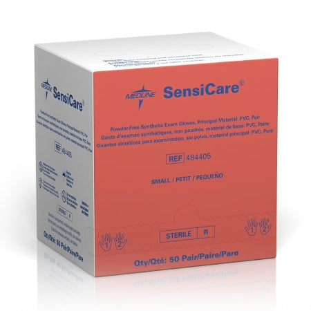 SensiCare - Exam Glove Small Sterile Pair Stretch Vinyl Standard Cuff Length Smooth Beige Not Chemo Approved - Medline - 484405