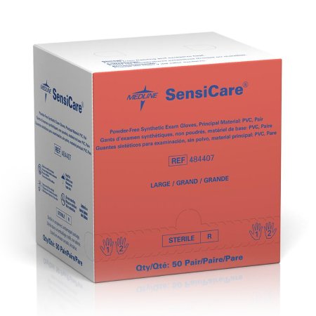 SensiCare - Exam Glove Large Sterile Pair Stretch Vinyl Standard Cuff Length Smooth Beige Not Chemo Approved - 484407