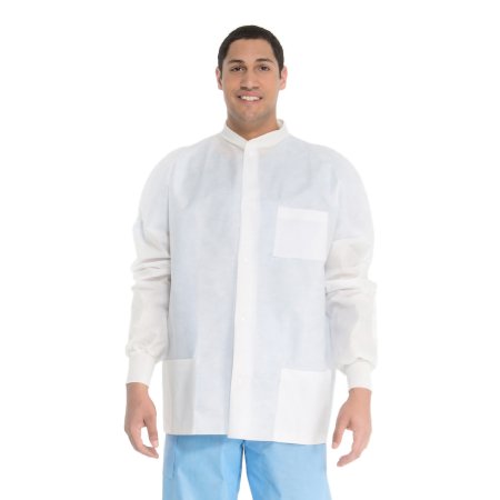 O&M Halyard - Lab Jacket White Large Hip Length Disposable - 10072