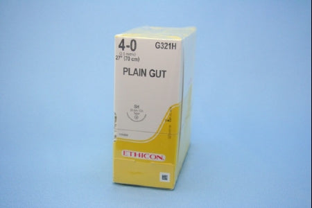 J & J Healthcare Systems - Suture with Needle Absorbable Uncoated Undyed Suture Plain Gut Size 4 - 0 32 Inch Suture 1-Needle 26 mm Length 1/2 Circle Taper Point Needle - G321H