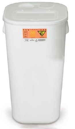 Medegen Medical Products LLC Chemo-Tainer Chemotherapy Sharps Container 2-Piece 25-1/2 H X 13-1/2 W X 13-1/2 D Inch 16 Gallon White Vertical Entry Lid - 9752