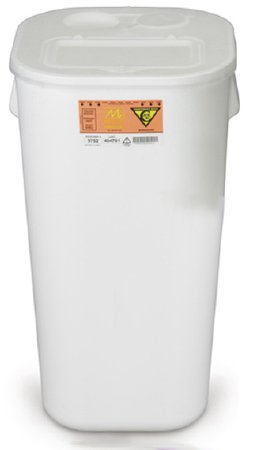 Chemo-Tainer - Chemotherapy Waste Container 25-1/2 H X 13-1/2 W X 13-1/2 D Inch 16 Gallon White Base / White Lid Horizontal Entry Hinged Lid - 9752