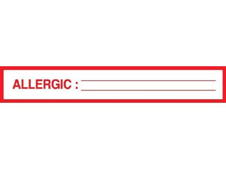 Shamrock Scientific Pre-Printed Label Allergy Alert Allergic: _____ / _____ White 1 X 500 Inch - SN-3
