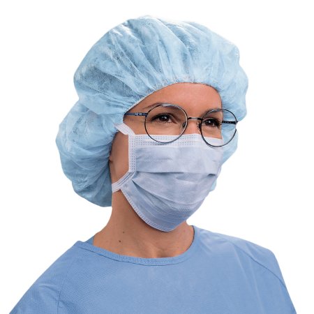 O&M Halyard - Surgical Mask Anti-fog Foam Pleated Tie Closure One Size Fits Most Blue NonSterile Not Rated Adult - 49214