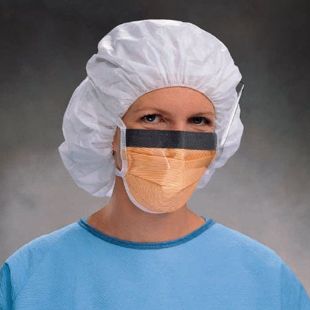 O&M Halyard Inc FluidShield Surgical Mask with Eye Shield Pleated Ties One Size Fits Most Orange - 48237