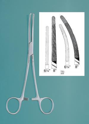 Miltex - Hemostatic Forceps Rochester-Pean 8 Inch Length OR Grade German Stainless Steel NonSterile Ratchet Lock Finger Ring Handle Curved Serrated Tip - 7-142