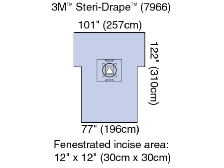 3M Steri-Drape - Obstetrics / Gynecology Drape Cesarean-Section Drape with Adhesive Aperture Pouch 77 W X 122 L Inch Sterile - 7966