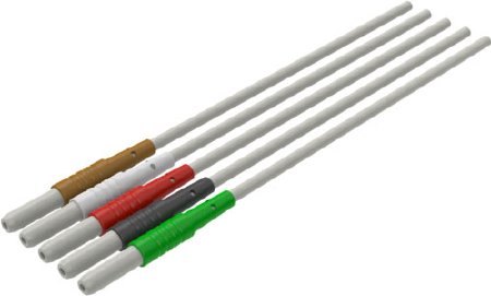 3M Red Dot - ECG Cable Leadwire DIN, 5 Lead, 24 Inch Snap, Black / White / Green, Brown - D24106