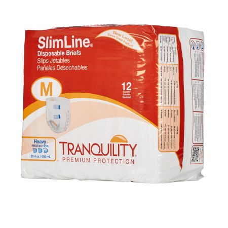 Principle Business Enterprises Tranquility Slimline Adult Incontinent Brief Tab Closure Medium Disposable Heavy Absorbency - 2122