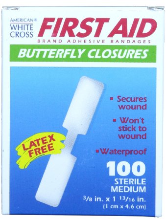 Dukal First Aid Brand Skin Closure Strip 3/8 X 1-13/16 Inch Nonwoven Material Butterfly Closure White - 1975033