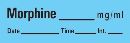 Precision Dynamics TimeMed Pre-Printed Label Timemed Anesthesia Label Morphine Blue 1-1/2 X 1/2 Inch - AN-13