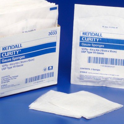 Cardinal Curity Gauze Sponge Gauze 16-Ply 4 X 4 Inch Square Sterile - 7605-