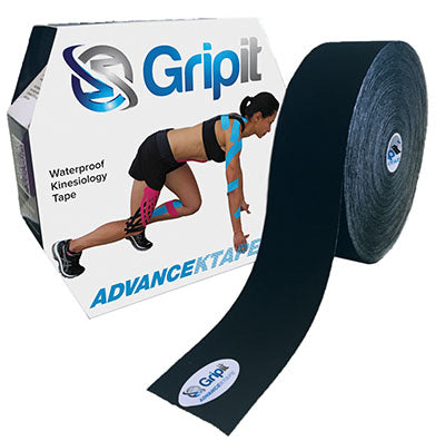 Fabrication Enterprises Kinesiology Tape Gripit Advance Ktape Waterproof Viscose Synthetic Fabric / 2 Inch X 34 Yard Black Nonsterile - 24-0157