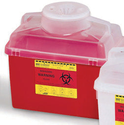 Becton Dickinson Sharps Container 1-Piece 11-1/2 H X 12-1/2 W X 8-1/2 D Inch 14 Quart Red Vertical Entry Lid - 305456