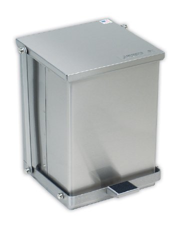 Detecto - Trash Can 16 Quart Square Silver Stainless Steel Step On - C-16