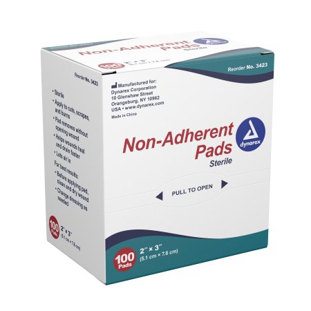 Dynarex - Non-Adherent Dressing Viscose / Polyester / Polyethylene 2 X 3 Inch Sterile - 3423