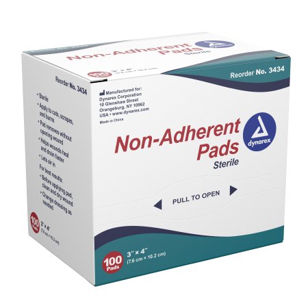Dynarex - Non-Adherent Dressing Viscose / Polyester / Polyethylene 3 X 4 Inch Sterile - 3434