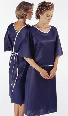 Tech Styles a Division of Encompass Patient Exam Gown One Size Fits Most Adult NonSterile Dark Blue - 45418-CLU