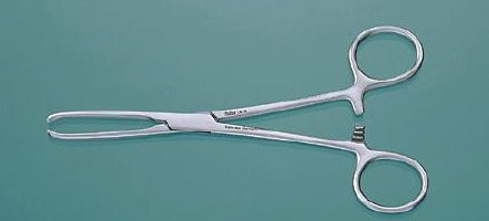 Miltex Miltex Tissue Forceps Allis 7-1/4 Inch OR Grade Stainless Steel (German) NonSterile Ratchet Lock Finger Ring Handle Angled 5 X 6 Teeth - 16-24