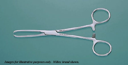 Miltex - Tissue Forceps Allis 7-1/4 Inch Length OR Grade German Stainless Steel NonSterile Ratchet Lock Finger Ring Handle Angled 5 X 6 Teeth - 16-24